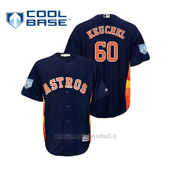 Maglia Baseball Uomo Houston Astros Dallas Keuchel Cool Base Entrenamiento De Primavera 2019 Blu